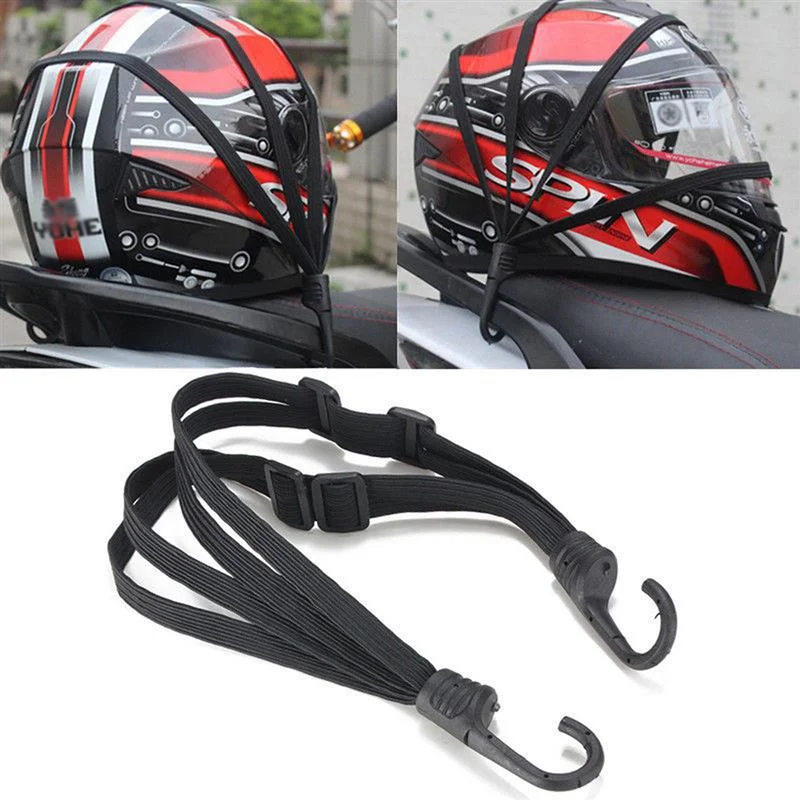 Cinghia per bagagli per moto universale da 60 cm Ingranaggi per casco da moto Corda con fibbia elastica fissa Rete protettiva retrattile ad alta resistenza