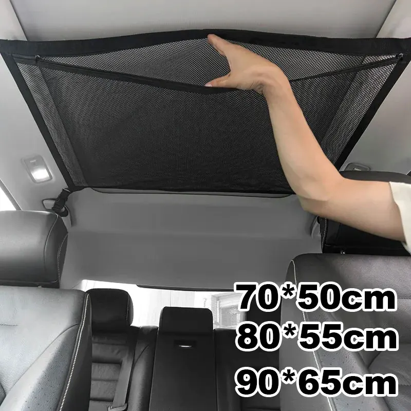 Tasca per rete portaoggetti per soffitto per auto SUV Borsa per tetto per auto Rete di carico interna Borsa in rete traspirante Stivaggio automatico Riordino Accessori interni