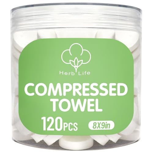 120 asciugamani compressi monouso, mini asciugamani compressi per il viso, asciugamano da campeggio, portatile, per viaggi, casa, attività all'aperto