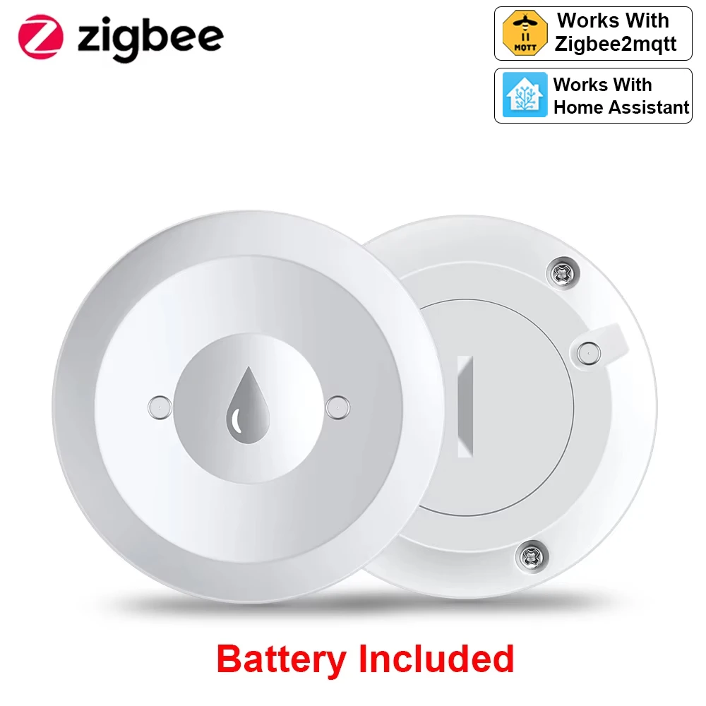 Zigbee Sensore acqua Rilevatore perdite di inondazione App Monitoraggio remoto per cucina/bagno Supporto Assistente domestico Zigbee2mqtt