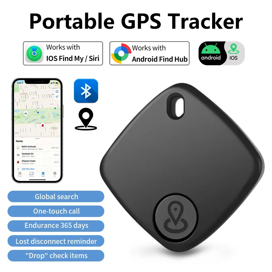 Mini Dispositivo di Tracciamento GPS Bluetooth per App Find My di iOS, Localizzatore Intelligente Anti-Smarrimento per Bambini, Animali, Auto, Bagagli, Chiavi