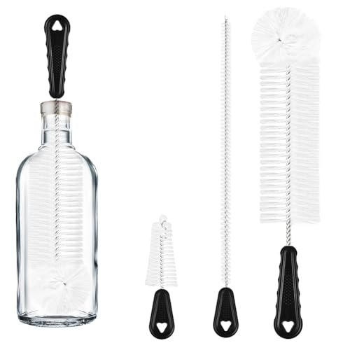 Vicloon 3Pcs Set di spazzole per biberon, Spazzola multiuso spazzola per borraccia spazzola per cannuccia cannucce per la pulizia di bottiglie d'acqua, tazze di vetro e thermos (nero)