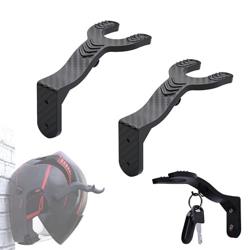 Mimzemamz Porta Casco, 2 Pezzi Portacasco per Moto, Appendi Casco e Chiavi alla Parete, Nero