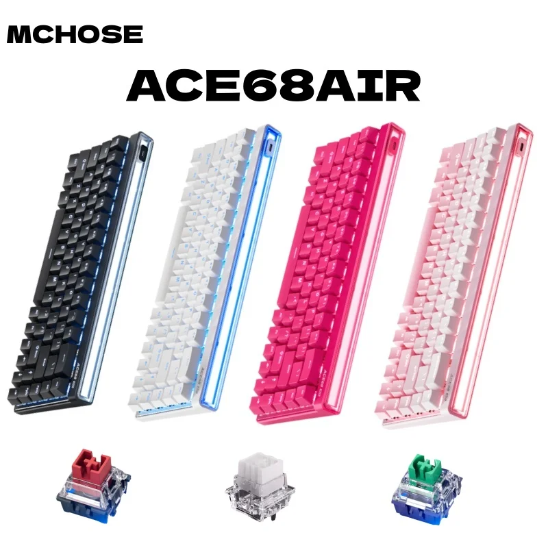 Tastiera da gioco Mchose Ace68 Air effetto Hall 0,001 mm trigger rapido 8K + 256K velocità di polling scatola luminosa RGB dinamica magnetica