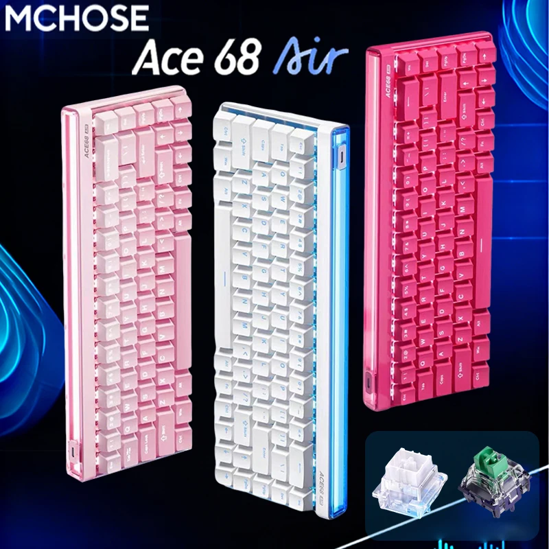 MCHOSE ACE 68 Air Interruttore magnetico Tastiera da gioco Effetto Hall Trigger rapido Programmabile RGB 8K Hz DKS/MT/TGL/RS/SOCD Tastiera