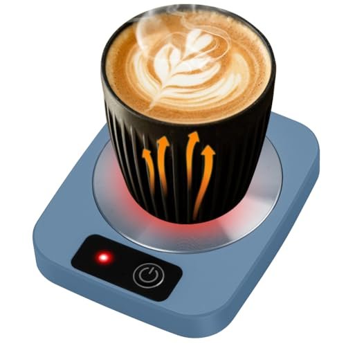 AYESY Scalda Tazza da Scrivania, 55℃ Scalda Tazza Elettrico Warm per Caffè Bevande Tè Scalda Latte 220V 16W Portatile Elettrico Scaldatazze Scalda Tazze Mini Cuscinetto Riscaldante per Tazze Blu
