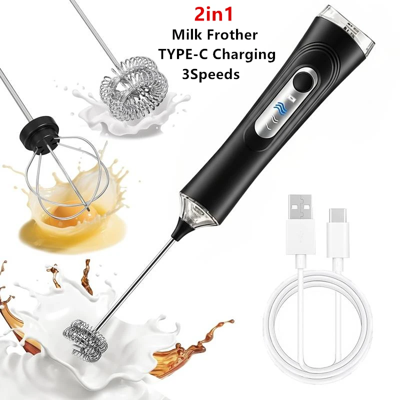 Montalatte Elettrico + Frullino per Uova, Ricarica Wireless …