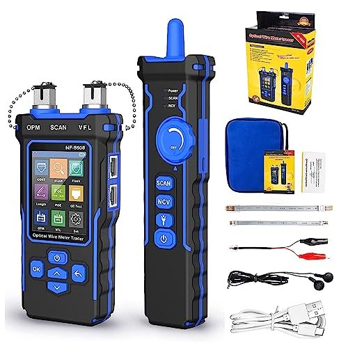 NOYAFA NF-8508 Tester per Cavi di Rete con Misuratore di Potenza Ottica, VFL e Localizzatore di Fili, Tester per Cavi Ethernet CAT5/CAT6, Rete RJ45 e PoE