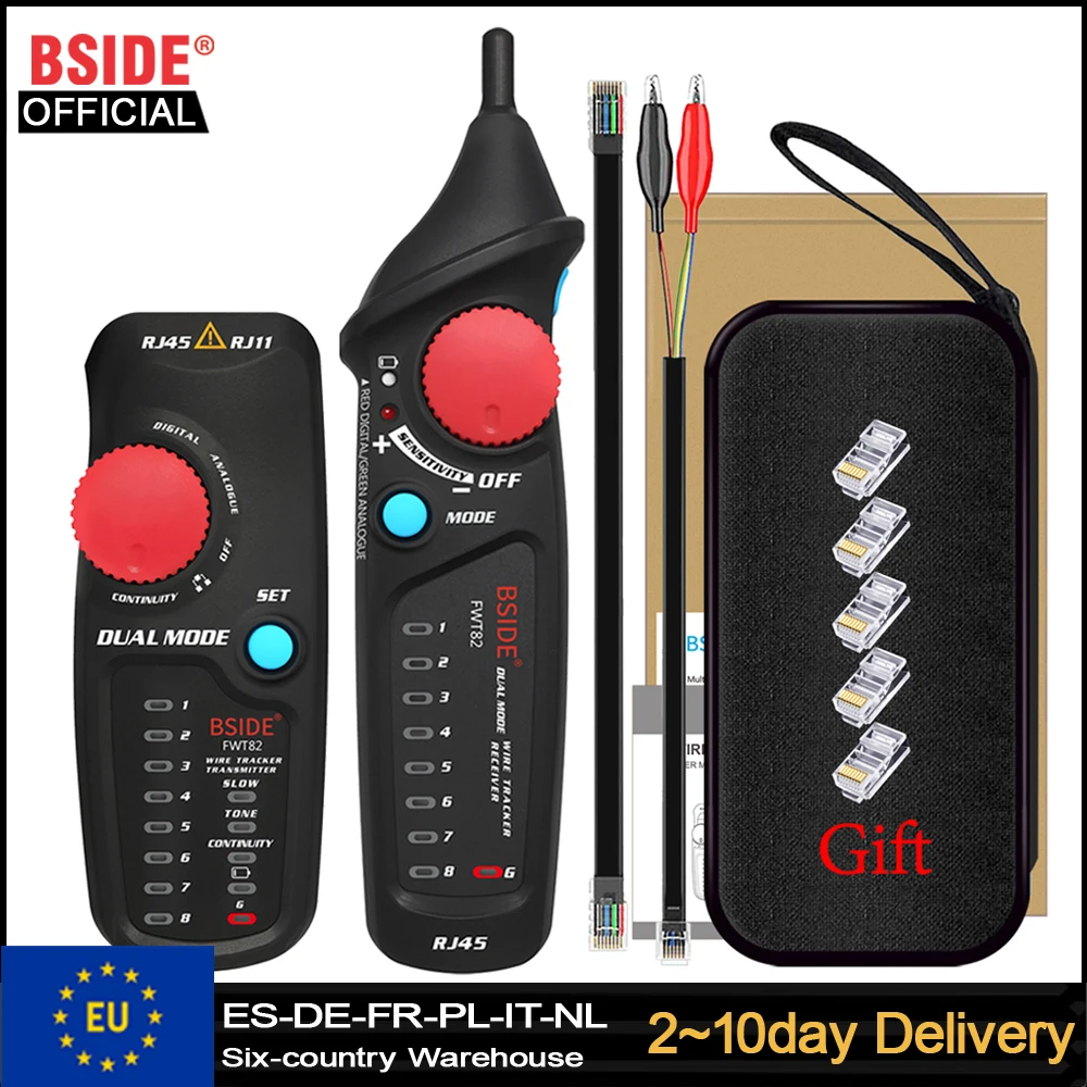 Tester per Cavi di Rete BSIDE FWT82, Rilevatore Professionale RJ45 RJ11, Localizzatore di Linee Ethernet LAN