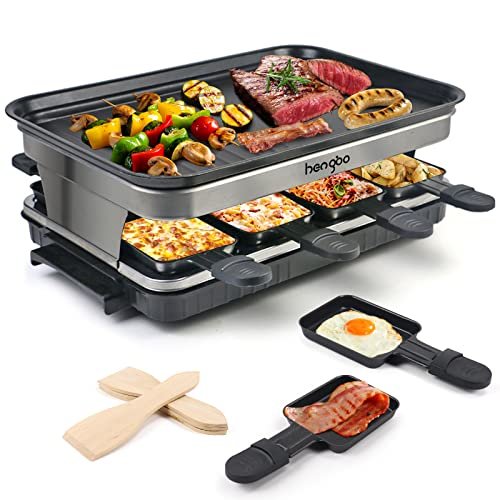 Raclette HengBO 8 persone 1500 W con 8 pentolini