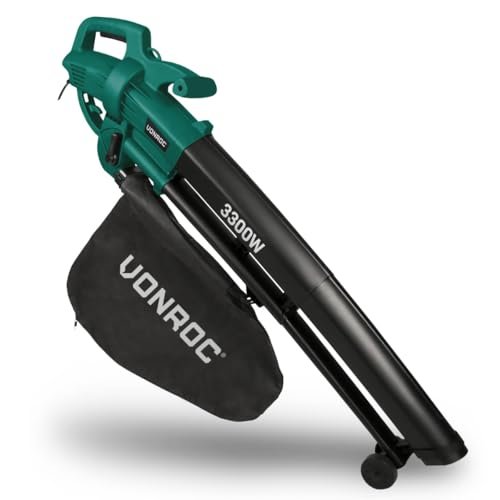 Soffiatore foglie VONROC elettrico 3 in 1 3300W aspiratore e trituratore