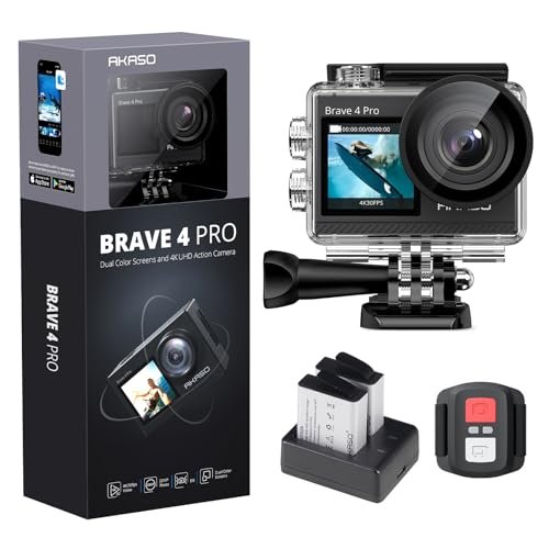 Action cam AKASO Brave 4 Pro 4K con doppio schermo subacquea 40M