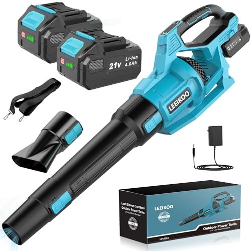 Soffiatore foglie LEEIKOO 21V con 2 batterie 4.0Ah