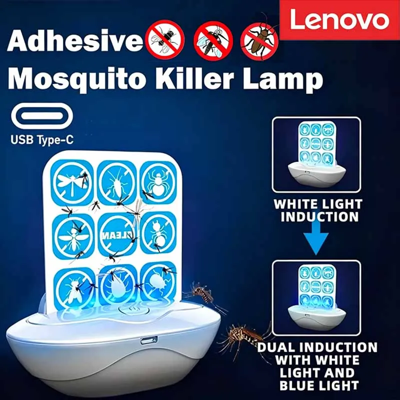 Nuovo Dispositivo Lenovo per Catturare Zanzare da Interni con Ultrasuoni, Lampada LED USB per Eliminare Zanzare e Mosche, Repellente per Zanzare Domestico