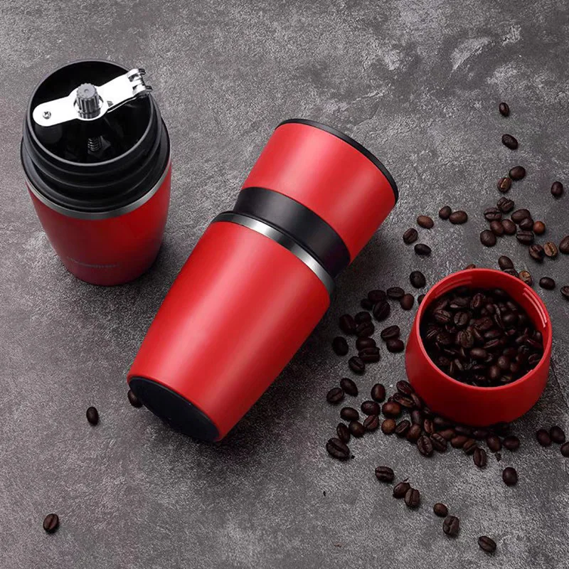 Set da Viaggio per Caffè con Macinino e Filtro Integrati, Macchina Manuale per Caffè e Moka