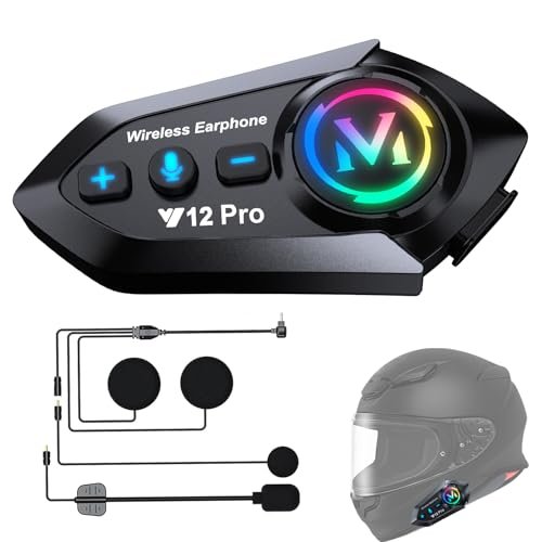 2 x Auricolare Casco Moto Bluetooth 5.4 Interfono Moto Casco
