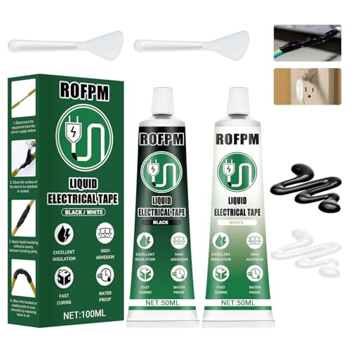 2PCS Colla per Nastro Elettrico Isolante Liquido, Nero+Bianc