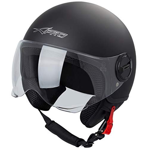 A-Pro Casco Jet Demi Urban Moto Omologato ECE 22-06 Avio Sfe