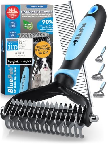 BluePet Spazzola per Cani & Gatto, Pettine Pelo Lungo, Carda