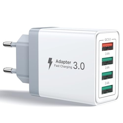 Caricatore USB, 4 Porte Caricatore USB da Muro 33W QC 3.0 Ca
