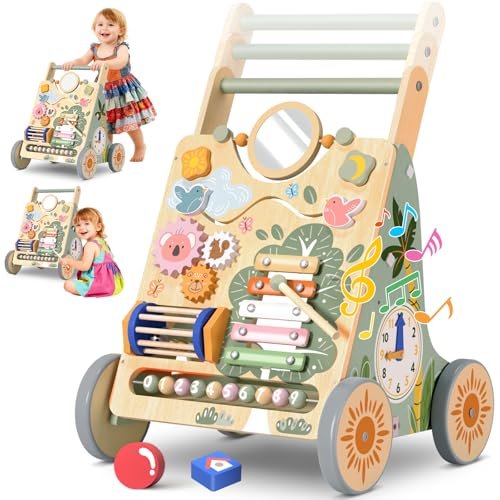 Carrello Primi Passi in Legno, Girello Montessori con Centro