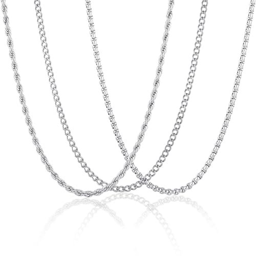 Esmoly 3 Pezzi Collana Uomo Catenina Necklace for Men Oro Ar