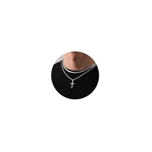 Esmoly Crocifisso Collana Uomo Argento Oro Nero Collana Croc