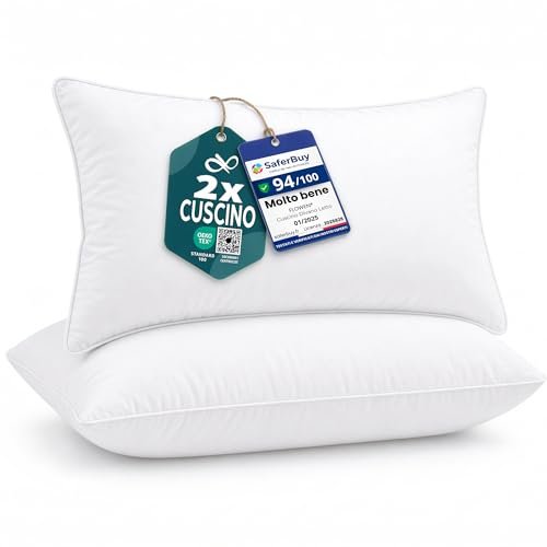 Flowen Cuscini Letto Coppia di Guanciali 50x80 per Dormire I