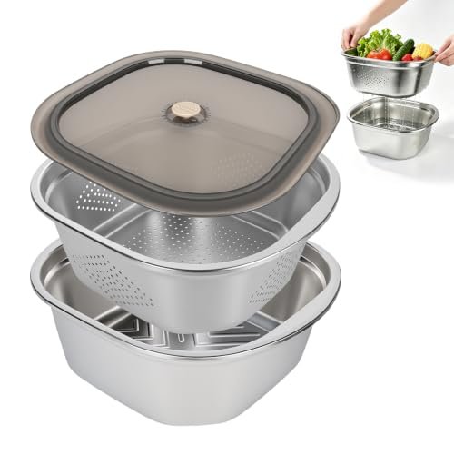Junrvivy Set di scolapasta da cucina in acciaio inox, 4600 m