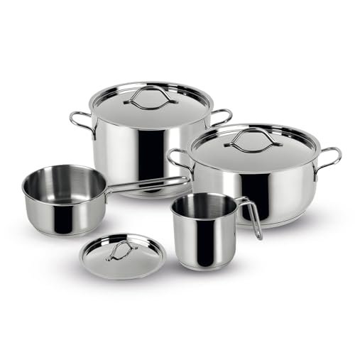 Lagostina Every, Set di Pentole in Acciaio Inox 18/10, 7 Pez