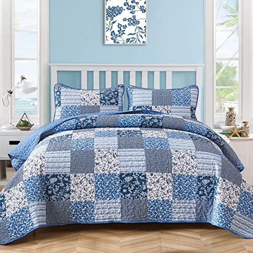 Mybedsoul, Set con copripiumino blu stile boho, per letto ma