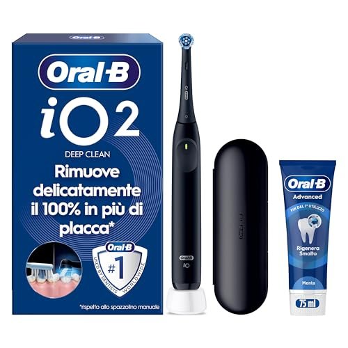 Oral-B iO 2 Spazzolino Elettrico Nero, 1 Testina Di Ricambio