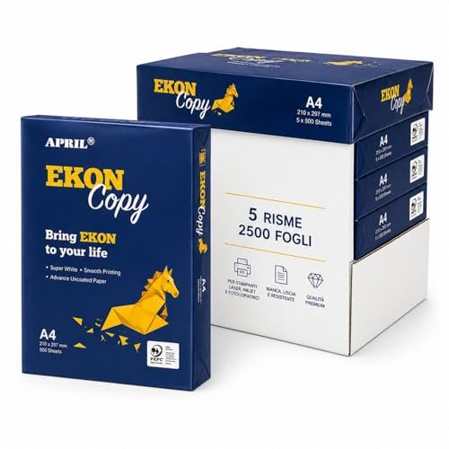 Risma Carta A4-5 pacchi da 500 fogli tot. 2500 fogli - Ideal
