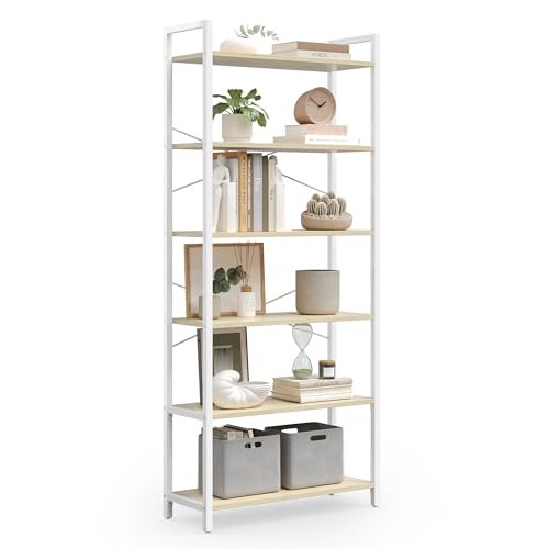 VASAGLE Scaffale a 6 Ripiani, Libreria per Ufficio, Studio,