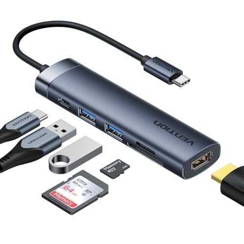 VENTION Hub USB C PD 100W, 6 in 1 Docking Station, HDMI 4K@3