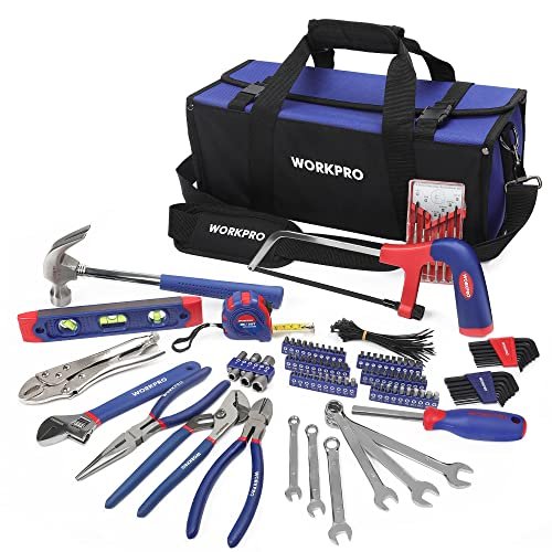 WORKPRO Set Attrezzi da Lavoro, Borsa Porta Utensili 156 Pez