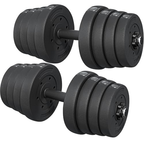 Yaheetech Set di 2 Manubri Regolabili 30kg con Collari di Si
